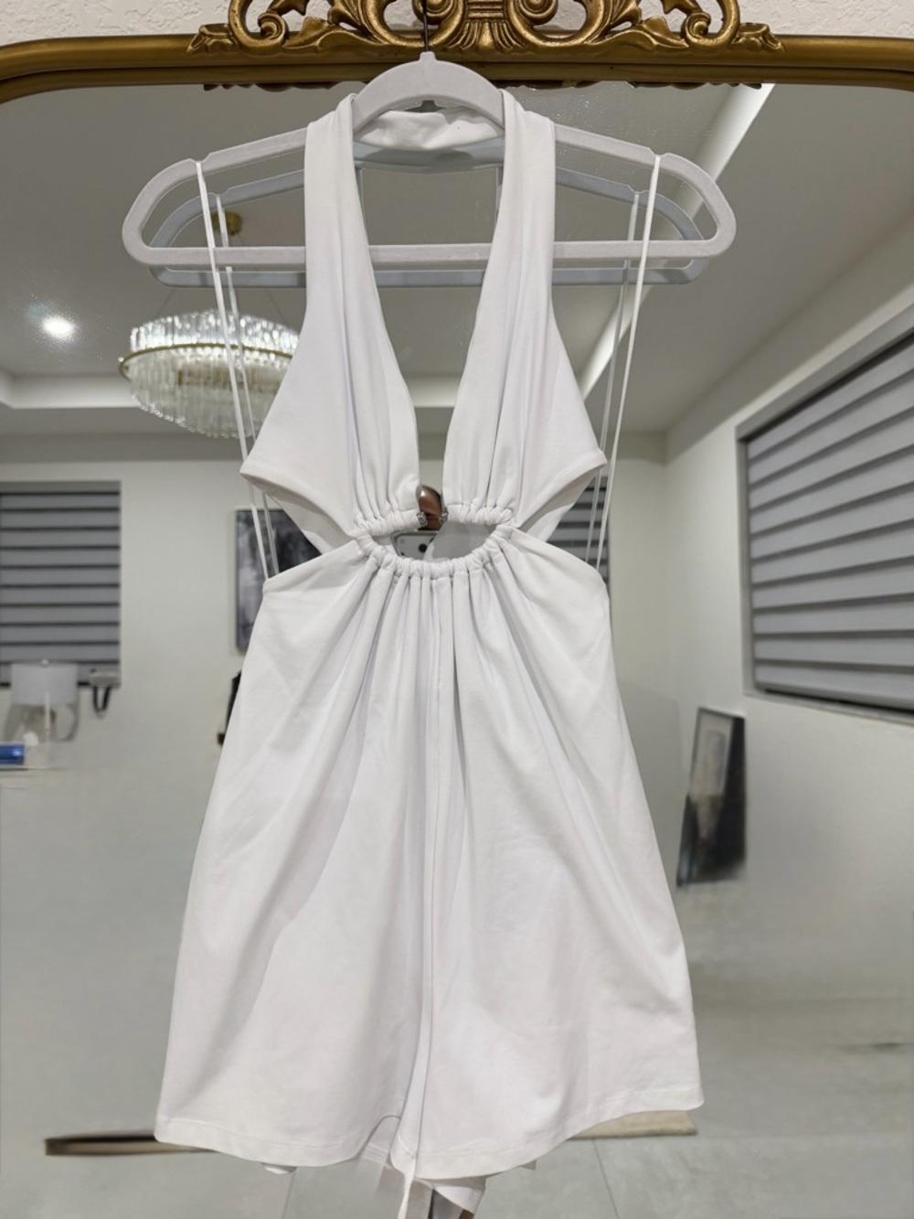 NWT Susana Monaco White Halter Cutout Shorts Romper - Size M